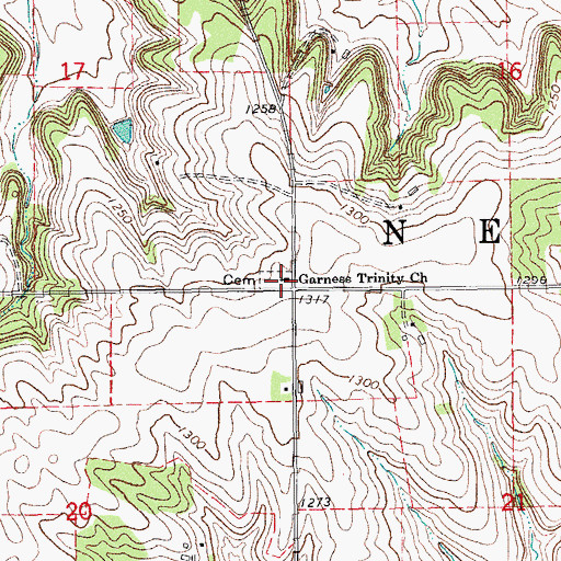 Topographic Map of Garness Trinity Church, MN