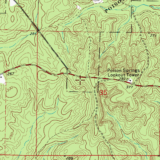 Topographic Map of Poison Springs Work Center, AR