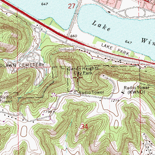 Topographic Map of Garvin Heights City Park, MN