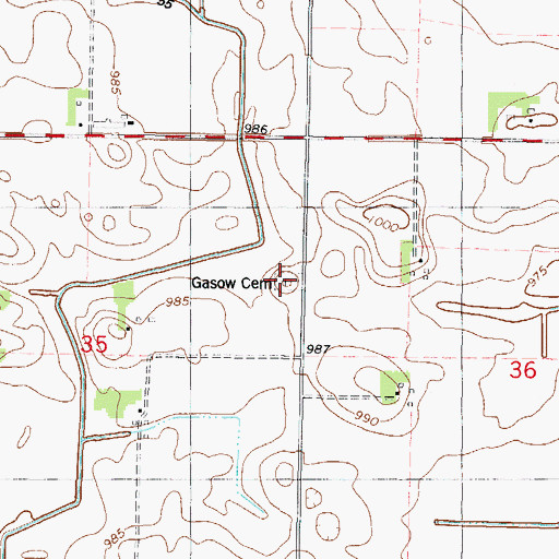 Topographic Map of Gasow Cemetery, MN