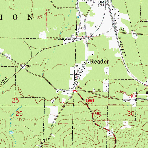 Topographic Map of Reader First Baptist Church, AR