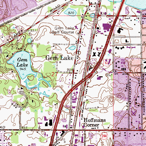 Topographic Map of Gem Lake, MN