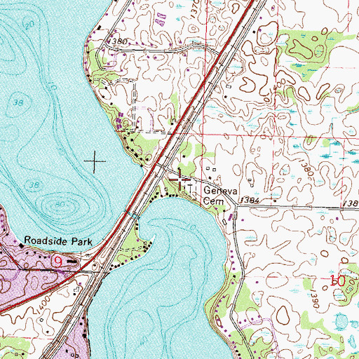 Topographic Map of Geneva Cemetery, MN