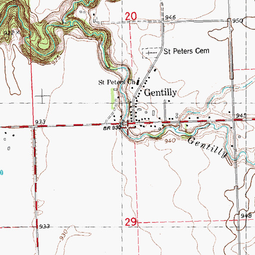 Topographic Map of Gentilly, MN