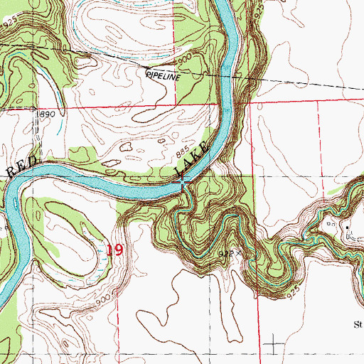 Topographic Map of Gentilly River, MN