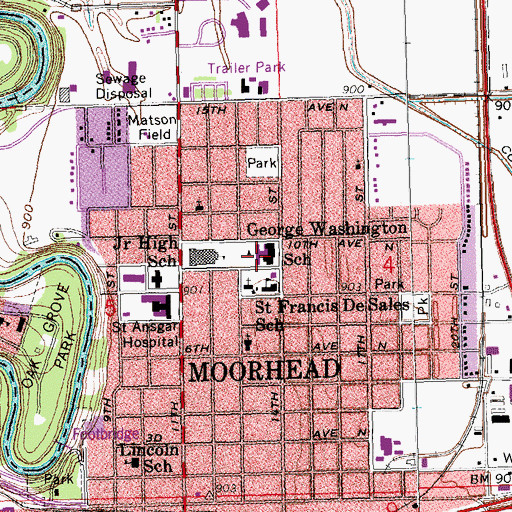 Topographic Map of George Washington School, MN