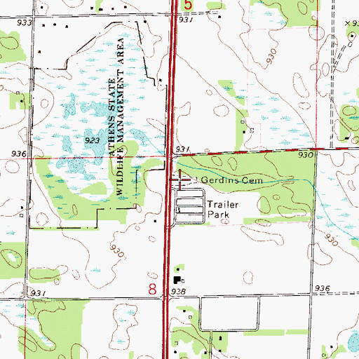 Topographic Map of Gerdin Cemetery, MN