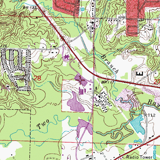 Topographic Map of Southwest Shopping Center, AR