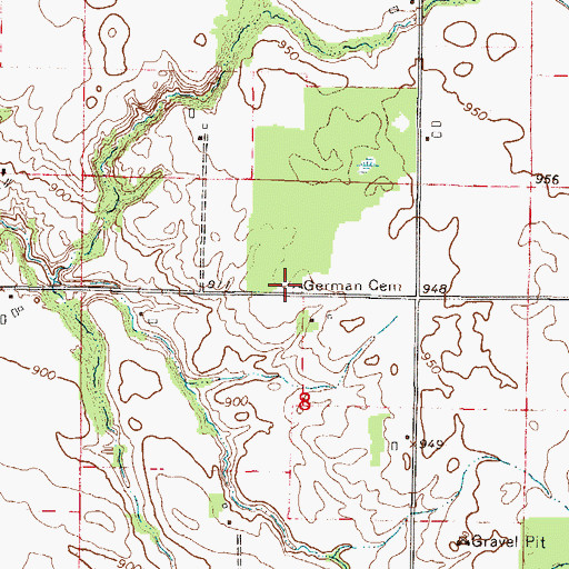 Topographic Map of German Cemetery, MN