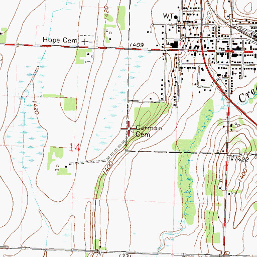 Topographic Map of German Cemetery, MN
