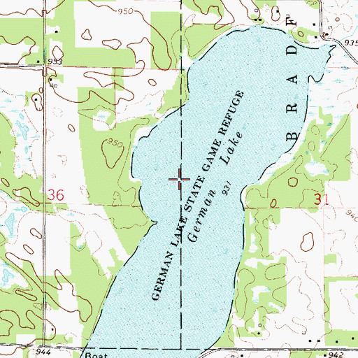 Topographic Map of German Lake State Game Refuge, MN