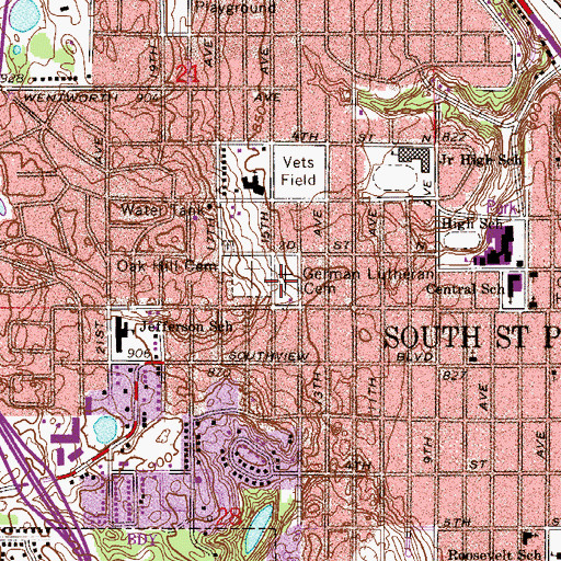 Topographic Map of General Lutheran Cemetery, MN