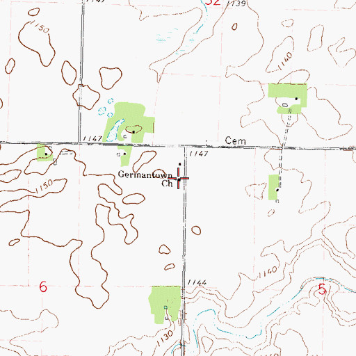 Topographic Map of Germantown Church, MN