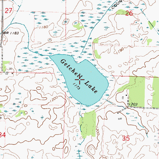 Topographic Map of Getchell Lake, MN