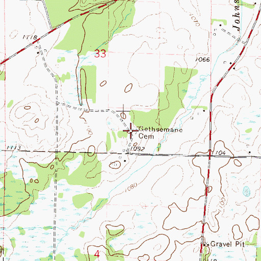 Topographic Map of Gethsemane Cemetery, MN