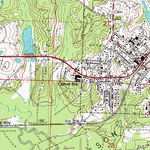 Topographic Map of Stephens Elementary School, AR