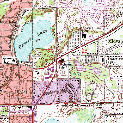 Topographic Map of Gethsemane Lutheran School, MN