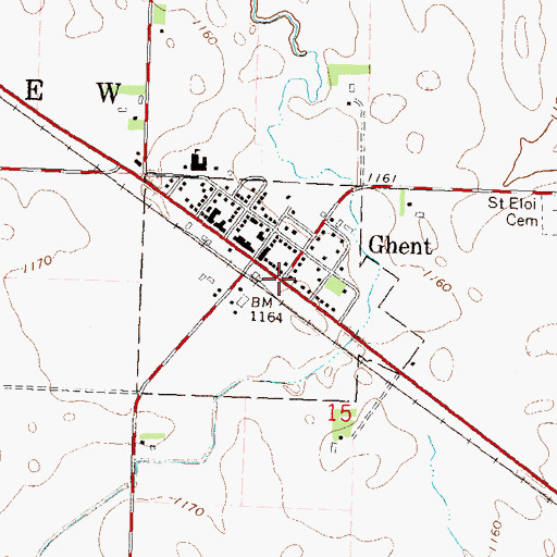 Topographic Map of Ghent, MN