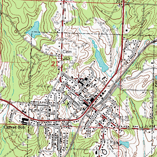Topographic Map of Stephens High School, AR