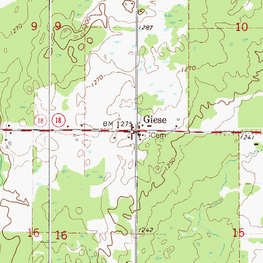 Topographic Map of Giese, MN