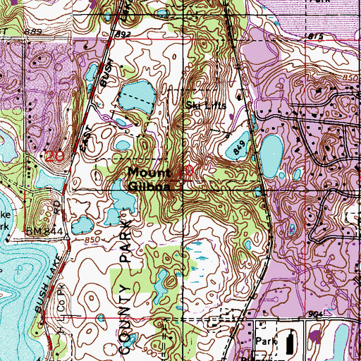 Topographic Map of Mount Gilboa, MN