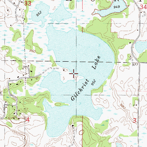 Topographic Map of Gilchrist Lake, MN