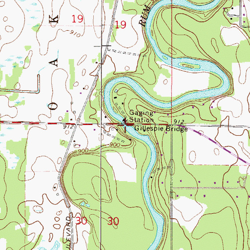 Topographic Map of Gillespie Bridge, MN