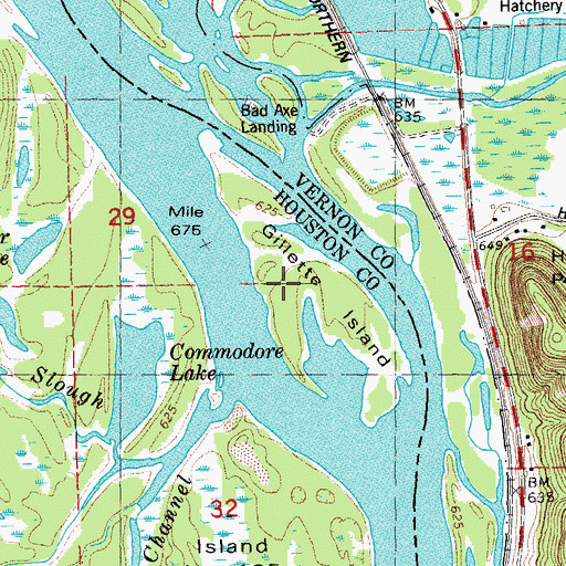 Topographic Map of Gillette Island, MN