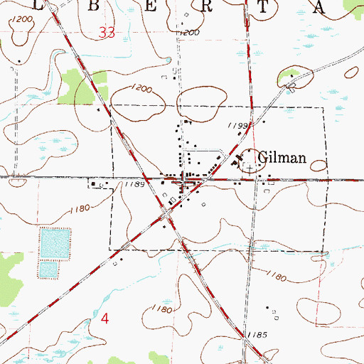 Topographic Map of Gilman, MN