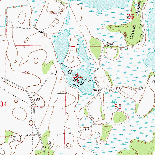 Topographic Map of Gimmer Bay, MN