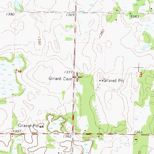 Topographic Map of Girard Cemetery, MN