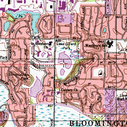 Topographic Map of Lake Girard, MN