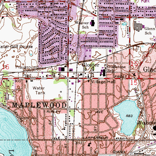 Topographic Map of Gladstone, MN