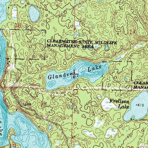 Topographic Map of Glanders Lake, MN