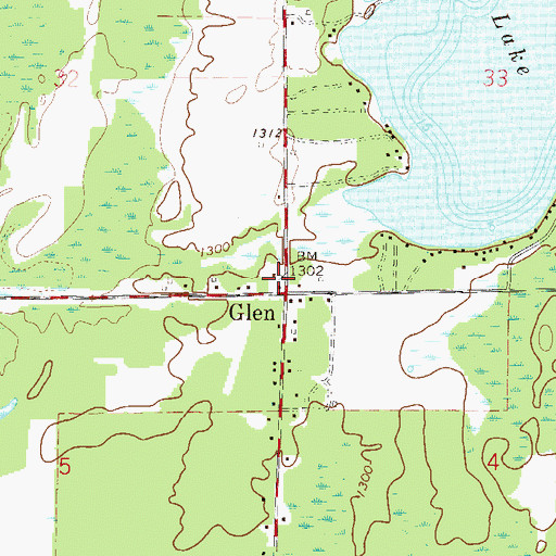 Topographic Map of Glen, MN