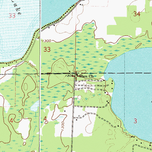 Topographic Map of Glen Church, MN
