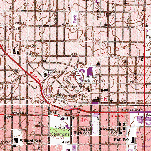 Topographic Map of Glen Gale Park, MN