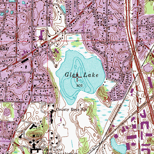 Topographic Map of Glen Lake, MN