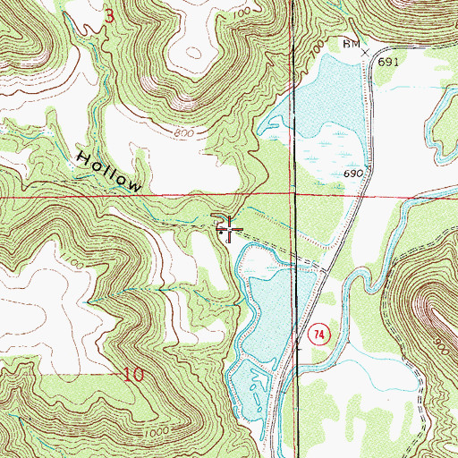 Topographic Map of Glendale Hollow, MN