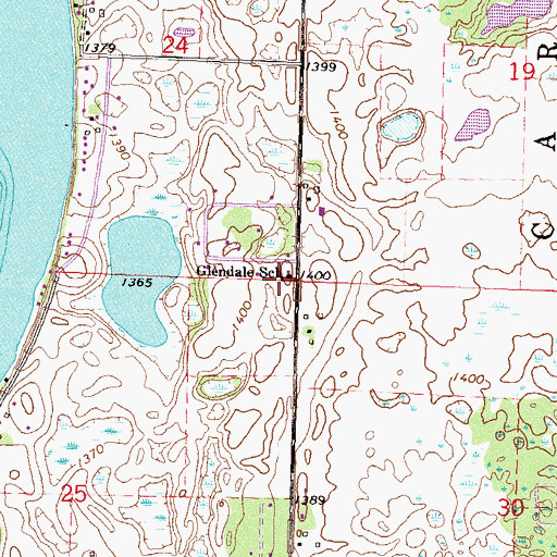 Topographic Map of Glendale School, MN