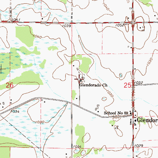 Topographic Map of Glendorado Church, MN