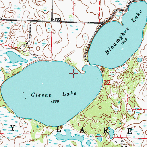 Topographic Map of Glesne Lake, MN