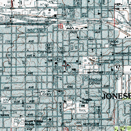 Topographic Map of Blessed Sacrement Catholic Church, AR