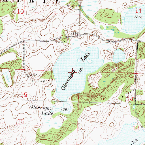 Topographic Map of Glorvigan Lake, MN