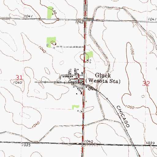 Topographic Map of Gluek, MN