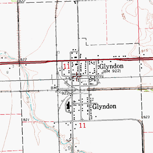 Topographic Map of Glyndon, MN