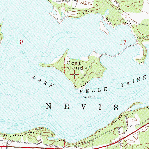 Topographic Map of Goat Island, MN