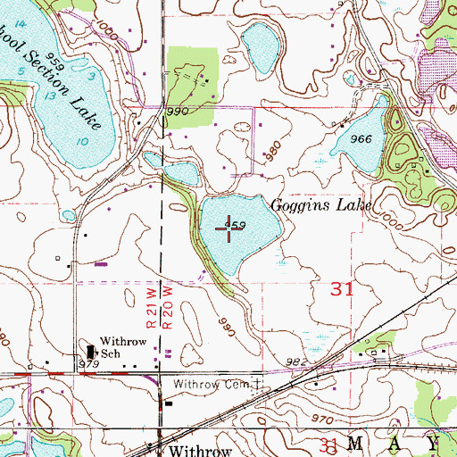 Topographic Map of Goggins Lake, MN