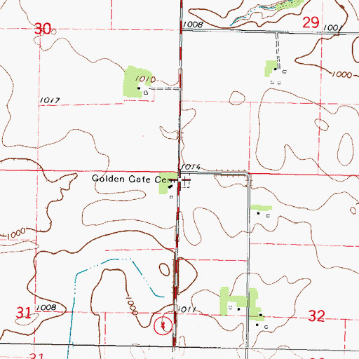 Topographic Map of Golden Gate Cemetery, MN