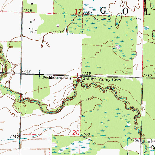 Topographic Map of Golden Valley Cemetery, MN